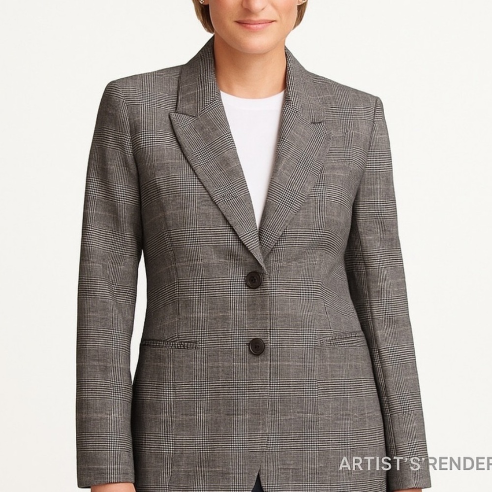 & Other Stories Cangioli 1859 Blazer Woven in Italy Plaid Wool Blend Women Sz 12
